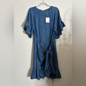 Ellison NWT Chambray Ruffled Sleeves And Hemline